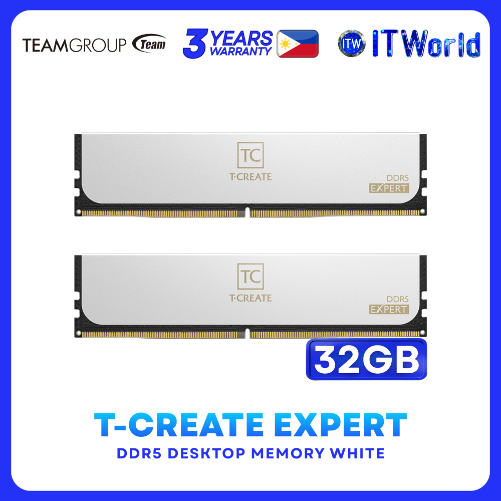 Teamgroup T-Force Expert DDR5 RAM 32GB 2x16GB 6000MHz CL38 Memory White (CTCWD532G6000HC38ADC01)