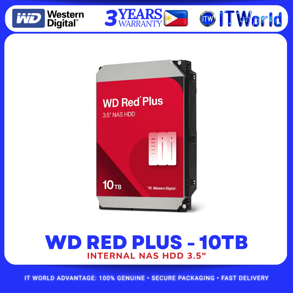 Western Digital WD Red Plus 10TB 3.5" NAS HDD / 7200RPM / 512MB Cache SATA itw