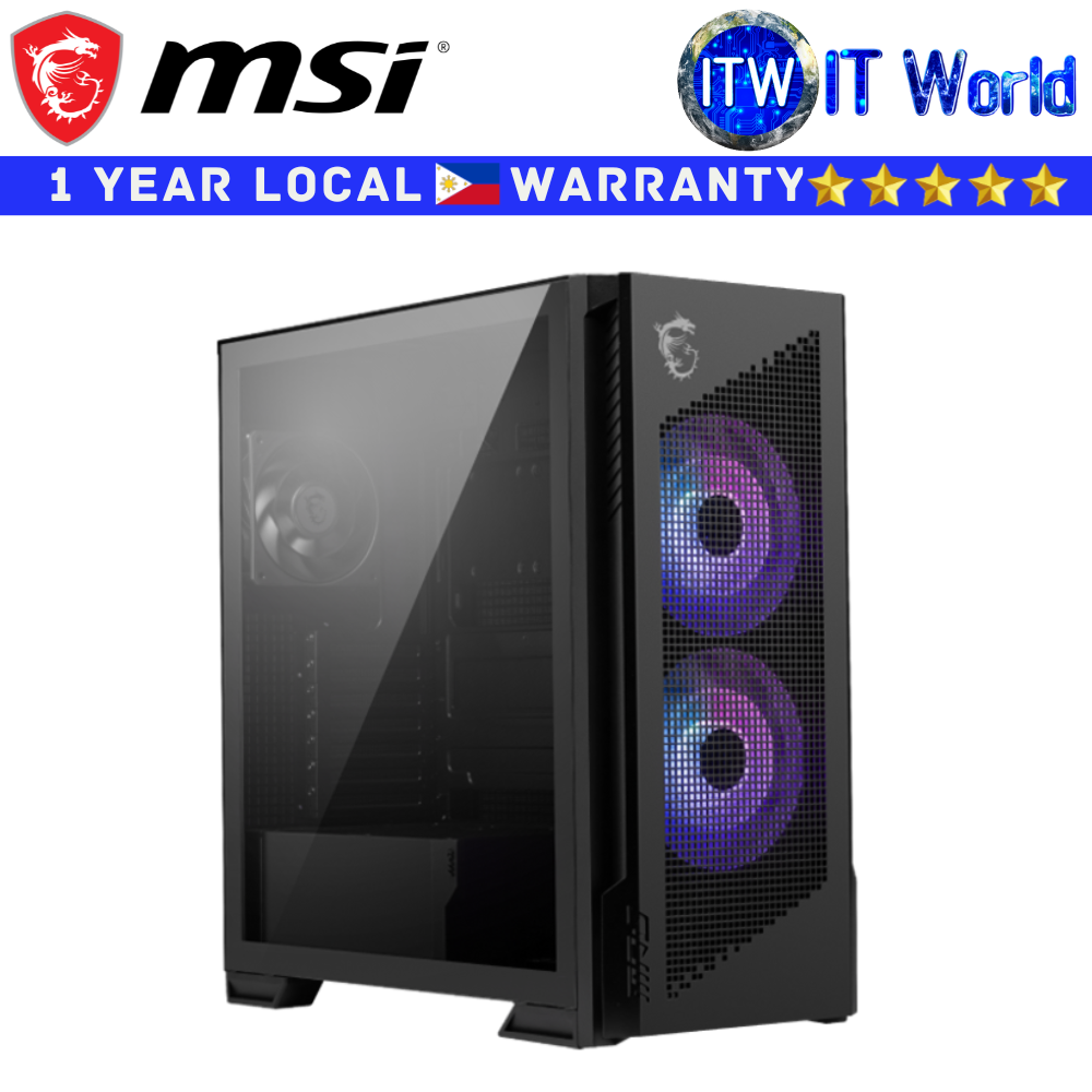 MSI Computer PC Case MPG Velox 300R Airflow PZ Black Mid-Tower Tempered Glass Case | itw