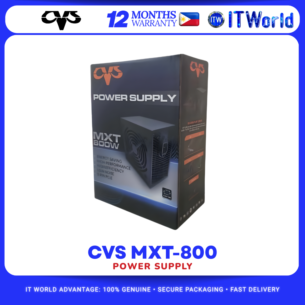 CVS MXT 800W ATX Power Supply 80 Plus Long Cable for Desktop itw