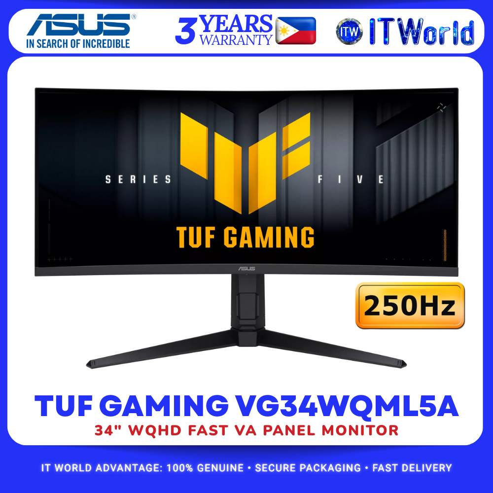 ASUS TUF Gaming VG34WQML5A – 34" 3440×1440 WQHD 250Hz VA Curved Gaming Monitor
