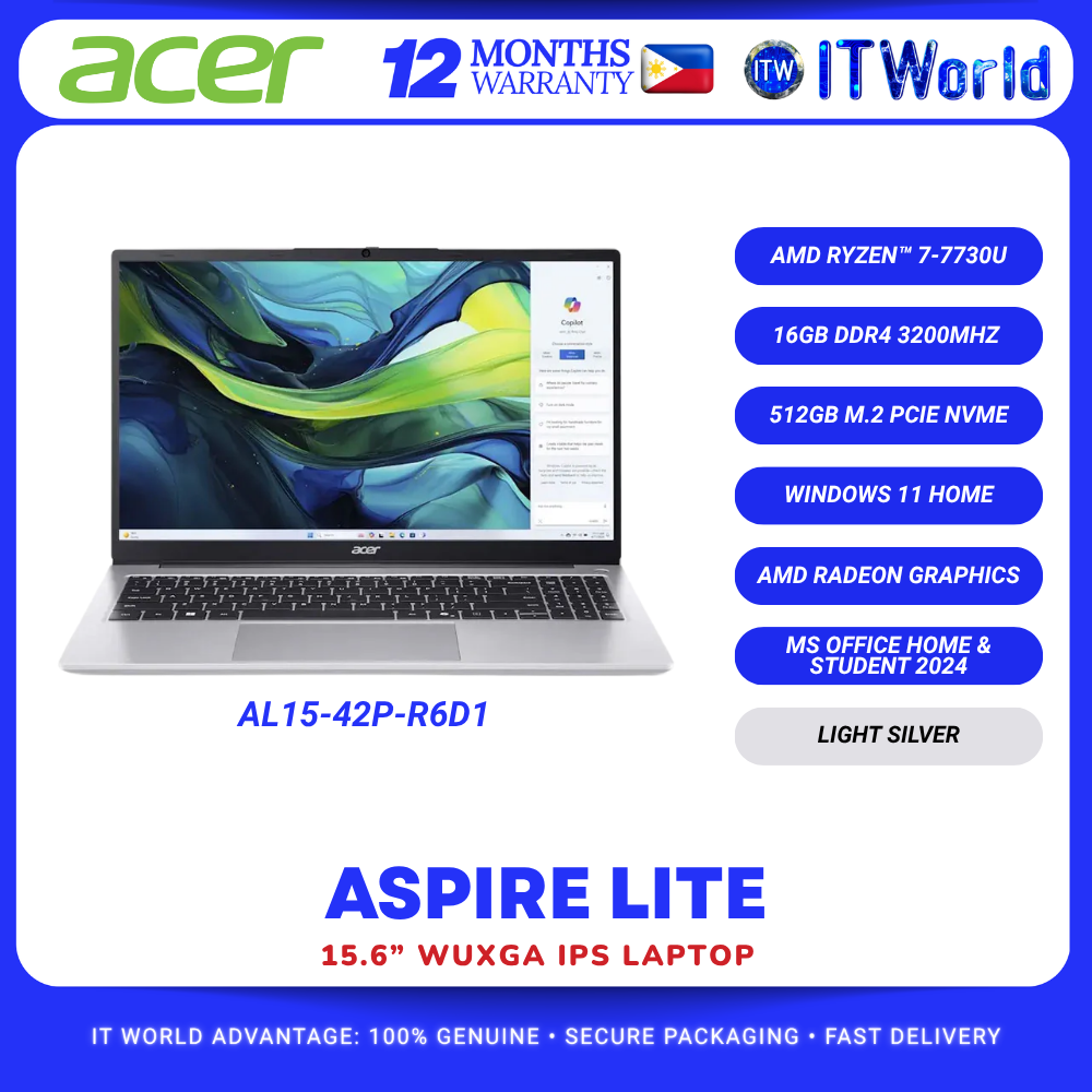 Acer Aspire Lite AL15-42P-R6D1 15.6" WUXGA Ryzen 7 16GB RAM 512GB SSD Laptop itw
