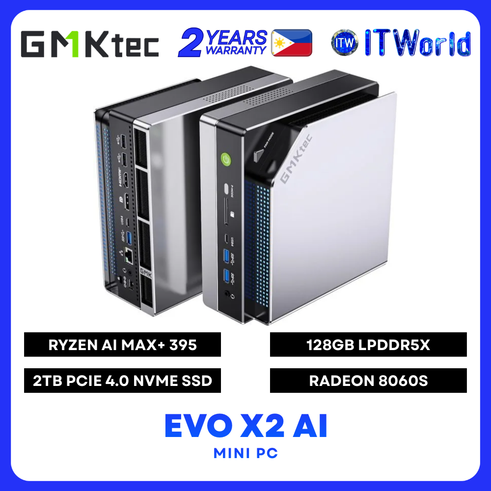 GMKtec EVO X2 AI Ryzen AI Max+ 395 128GB LPDDR5X 2TB SSD Windows 11 Pro GMK-EVO-X2 128+2TB Mini PC