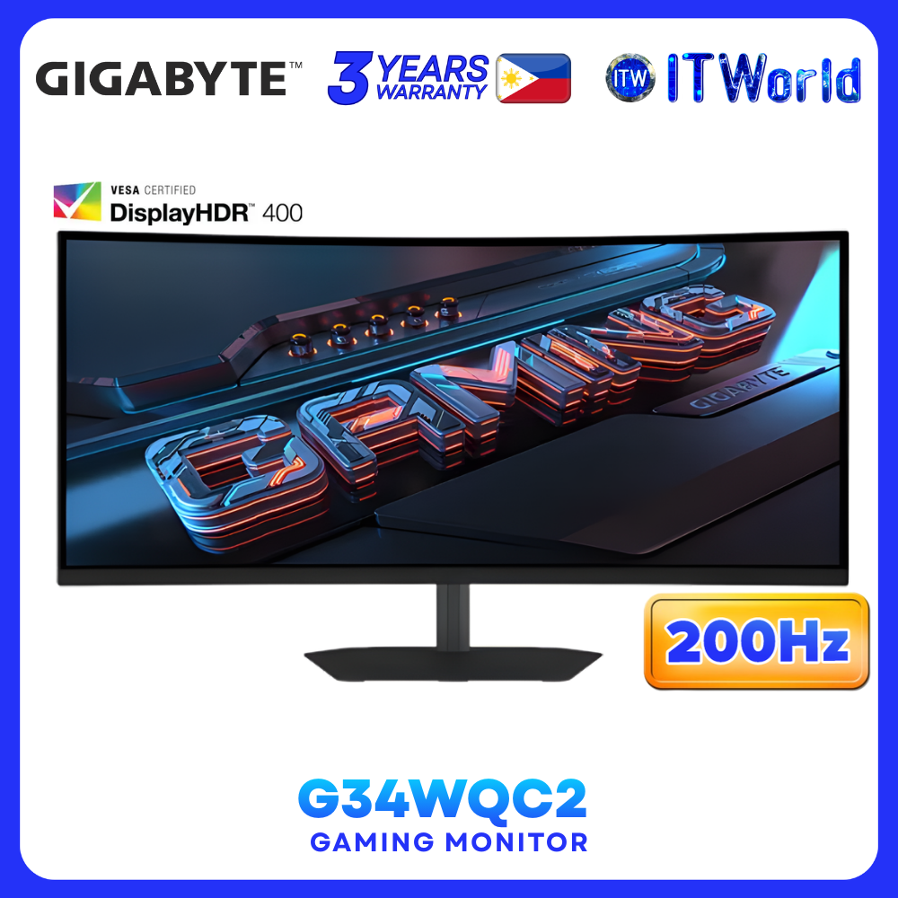 Gigabyte G34WQC2 - 34” 3440×1440 WQHD Curved 200Hz Gaming Monitor GP-G34WQC2-AP 