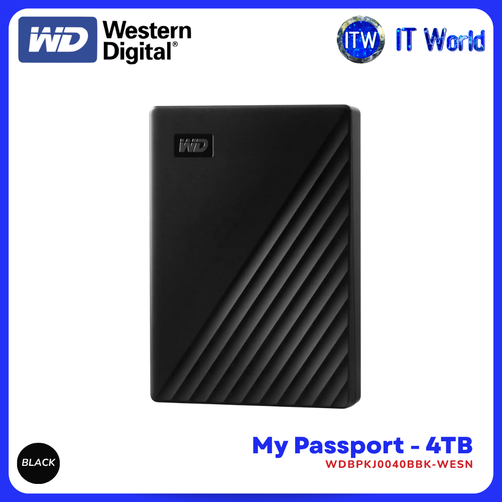 Western Digital WD My Passport 4TB Portable HDD USB 3.2 External Hard Drive itw