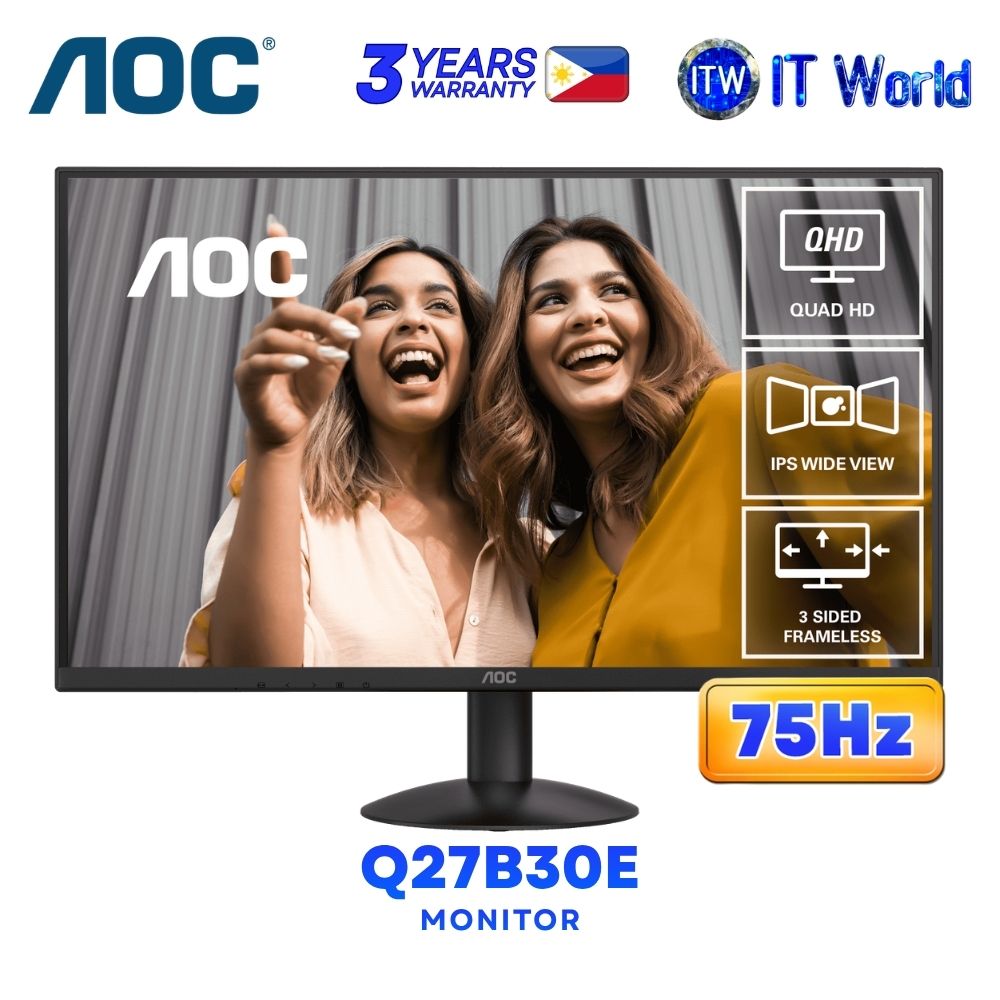 AOC Q27B30E - 27" 2560x1440 QHD / 75Hz / IPS / 4ms GTG / Flicker Free Adaptive Sync Monitor