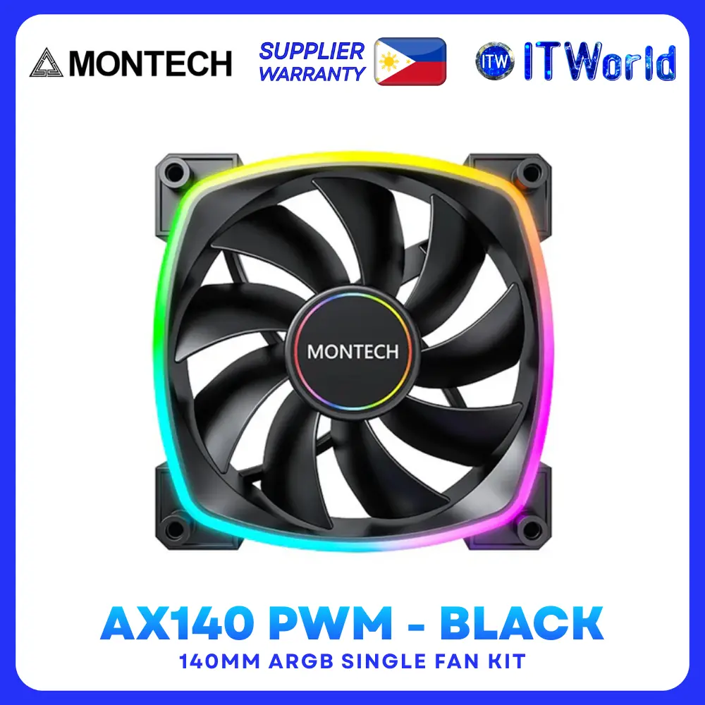 Montech AX140 PWM Series – 140mm ARGB Cooling Fan, Single Fan Kit
