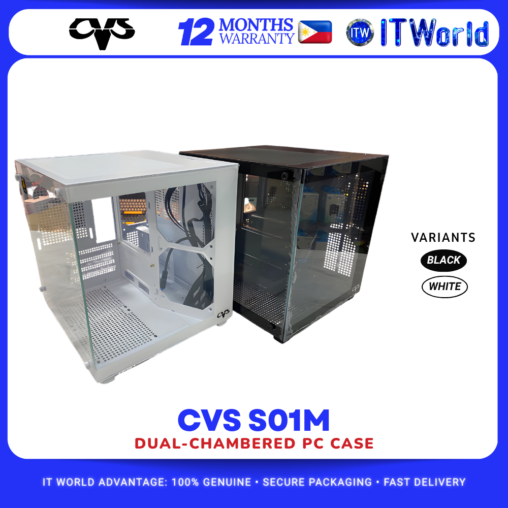 CVS S01M Micro ATX Aquarium Style Dual Chambered PC Case itw (Black)