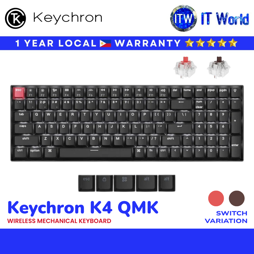 Keychron K4 QMK Wireless Mechanical Keyboard (Version 3) (Red/Brown Switch) | itw
