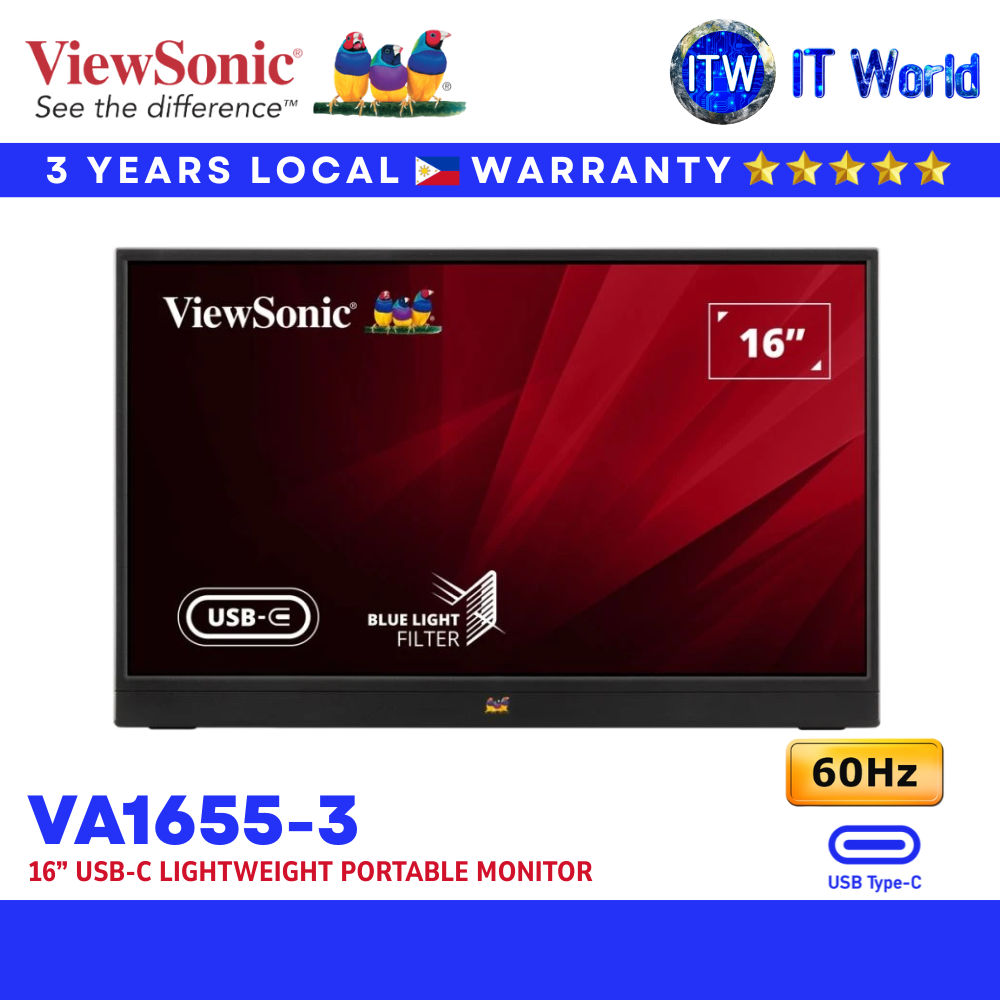 ViewSonic VA1655-3 | 16” FHD / USB-C / Portable Lightweight Monitor | itw