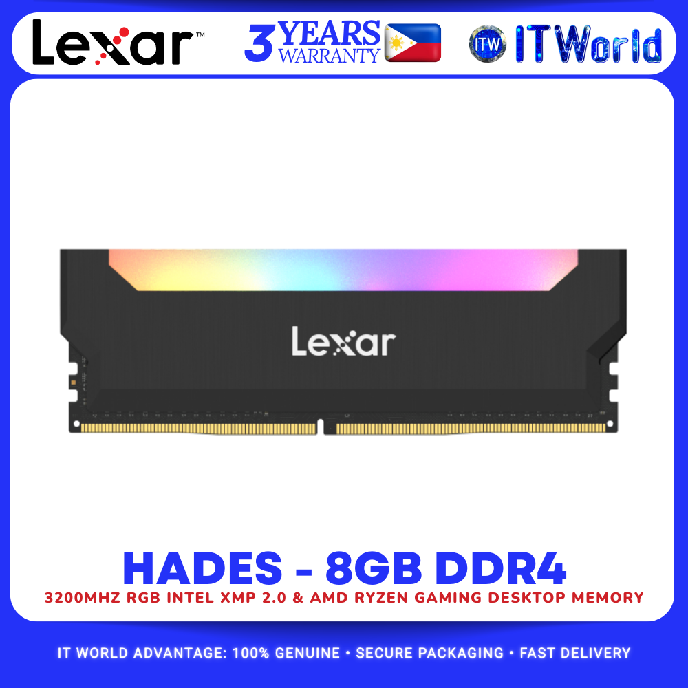 Lexar Hades 8GB DDR4 RAM 3200MHz RGB Gaming Desktop Memory LD4BU008G-R3200GSLH