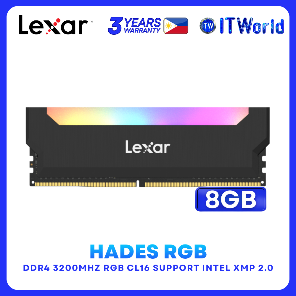 Lexar Hades 8GB DDR4 RAM 3200MHz RGB Gaming Desktop Memory LD4BU008G-R3200GSLH