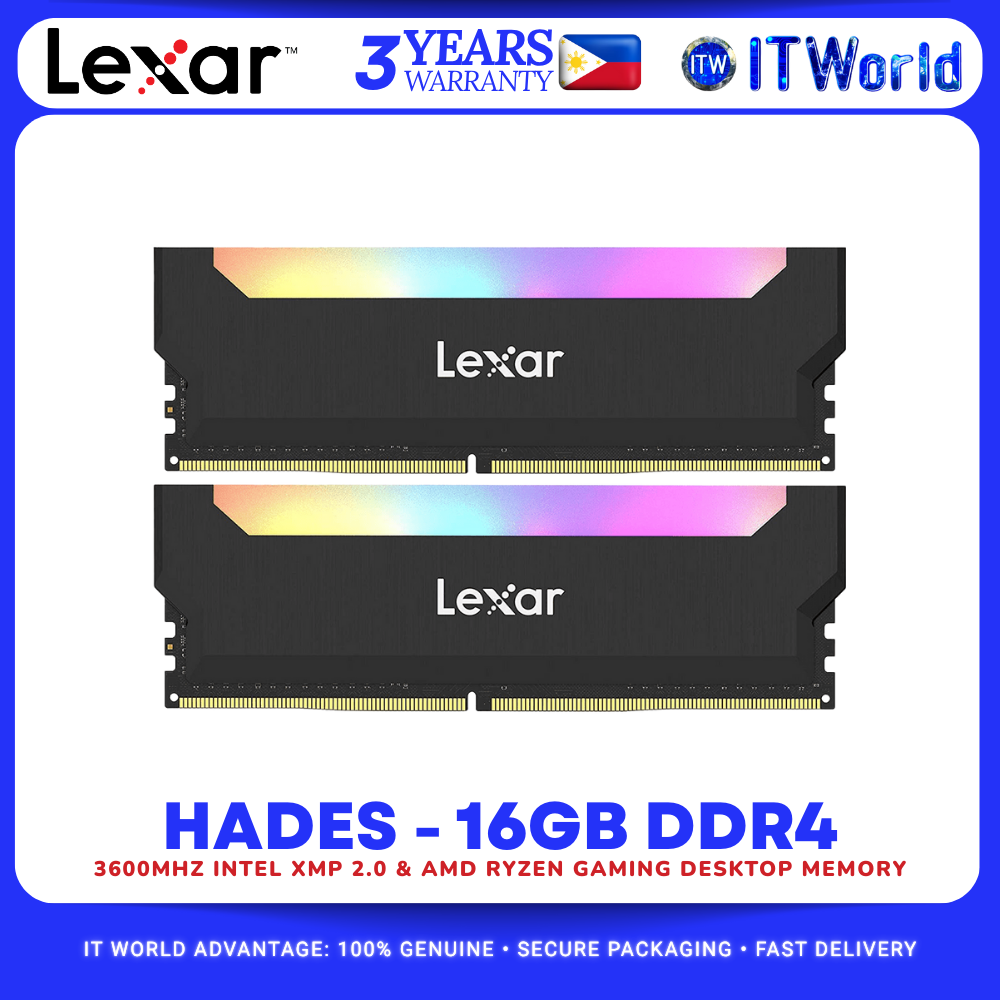Lexar Hades RGB DDR4 RAM 16GB Kit2×8GB 3600MHz CL19 Desktop Memory
