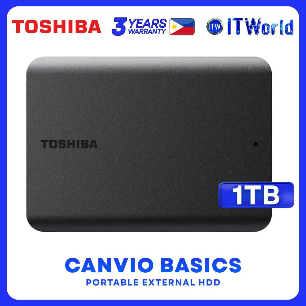 Toshiba Canvio Basics HDTB510AK3AA – 1TB USB 3.2 Gen1 Portable External HDD – Desktop/Laptop