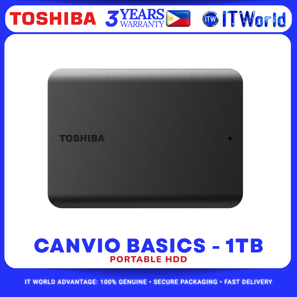 Toshiba Canvio Basics HDTB510AK3AA – 1TB USB 3.2 Gen1 Portable HDD – Desktop/Laptop