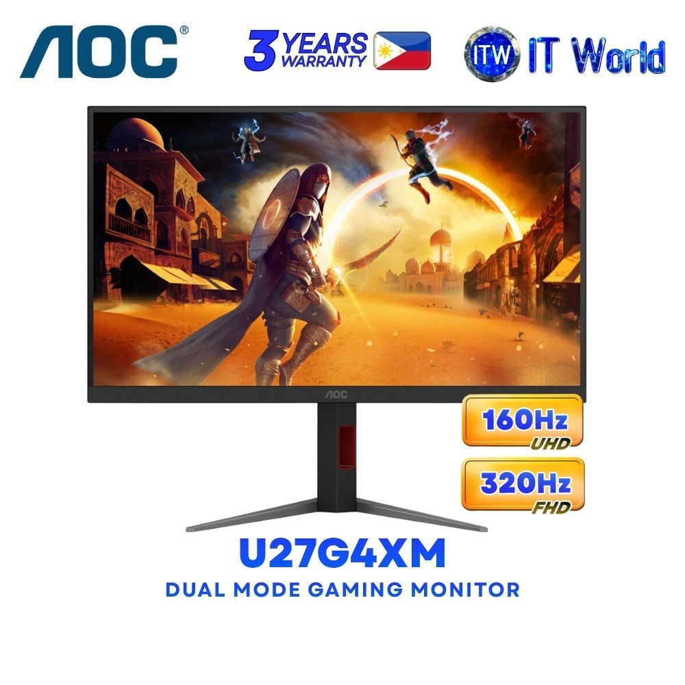 AOC U27G4XM - 27" 3840x2160 UHD / 160Hz UHD, 320Hz FHD / Fast IPS / 1ms GTG Dual Mode Gaming Monitor