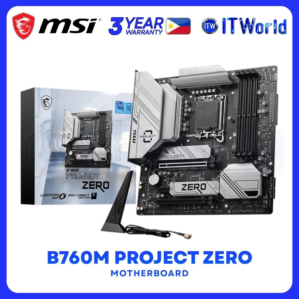 MSI B760M Project Zero microATX LGA1700 DDR5 Intel B760 Chipset Motherboard