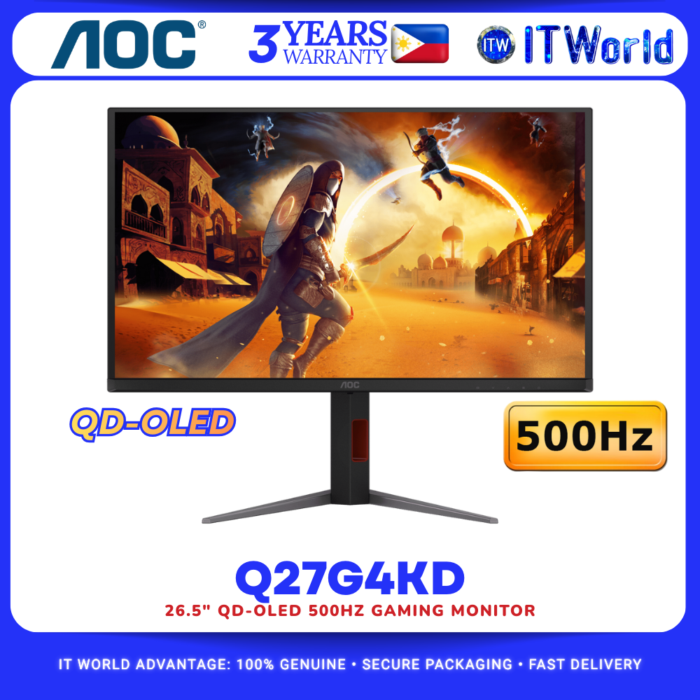 AOC Q27G4KD – 26.5" 2560 × 1440 QD-OLED 500Hz Gaming Monitor itw