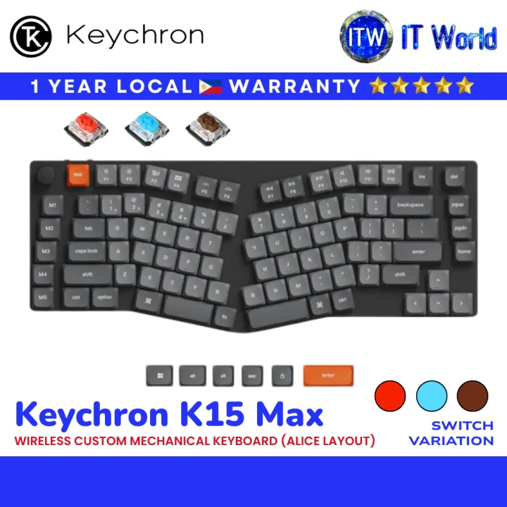 Keychron K15 Max (Alice Layout) QMK RGB Wireless Mechanical Keyboard (Red/Blue/Brown Switch) | itw