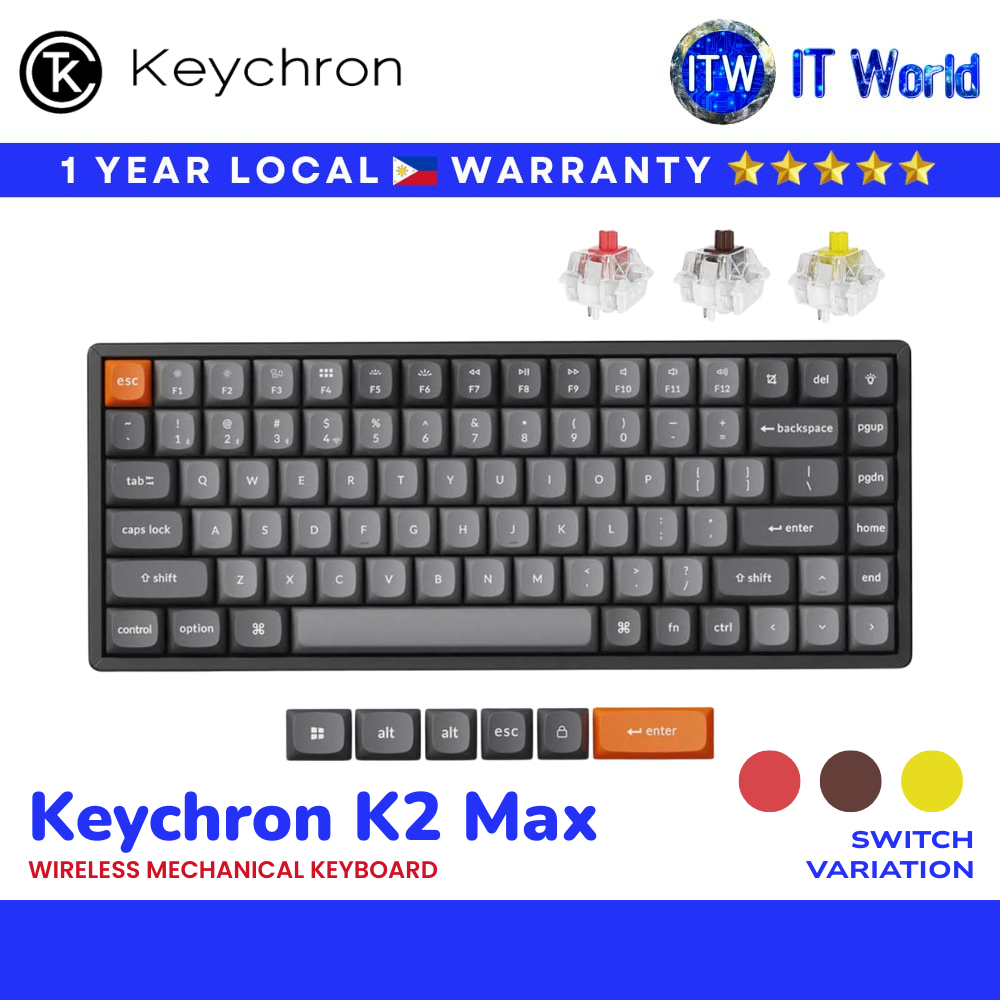 Keychron K2 Max QMK RGB Backlight Wireless Mechanical Keyboard (Super Red/Brown/Banana Switch) | itw