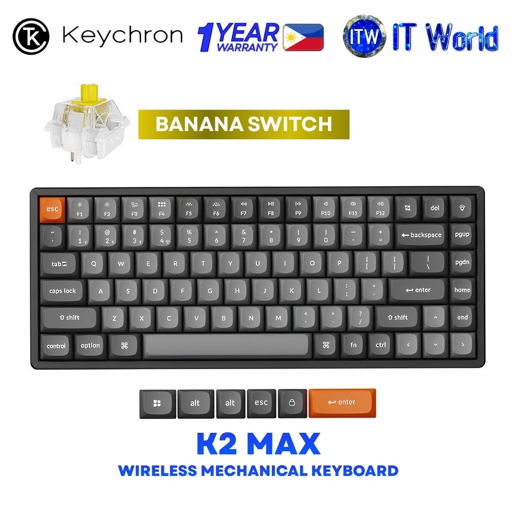 Keychron K2 Max RGB Backlight Hot-Swappable Wireless Mechanical Keyboard Banana Switch - K2M-J4