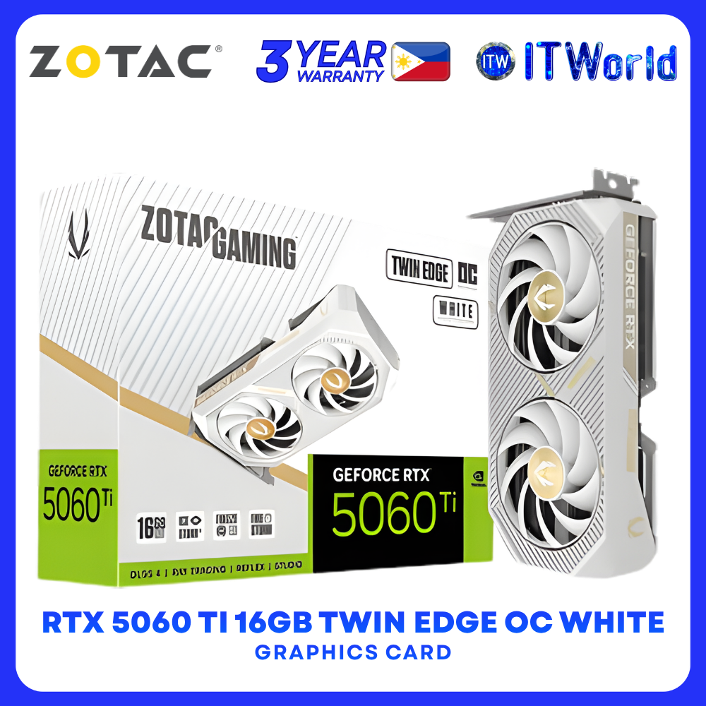 Zotac Gaming GeForce RTX 5060 Ti 16GB GDDR7 Twin Edge OC White Edition Graphics Card ZT-B50620Q-10M