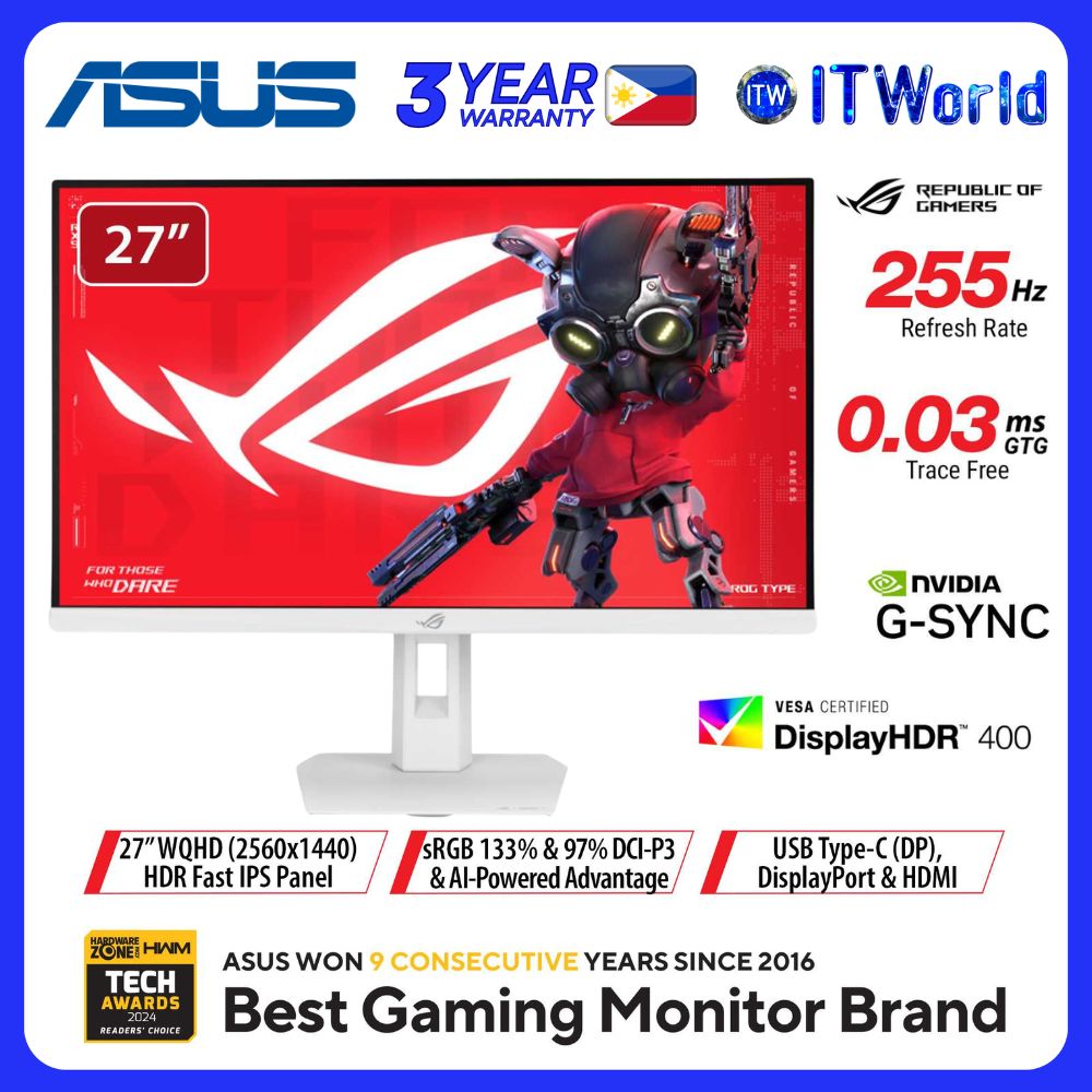 ASUS ROG Strix XG27ACMES-W - 27" 2560x1440 QHD / 255Hz OC / Fast IPS / 0.3ms / Gaming Monitor