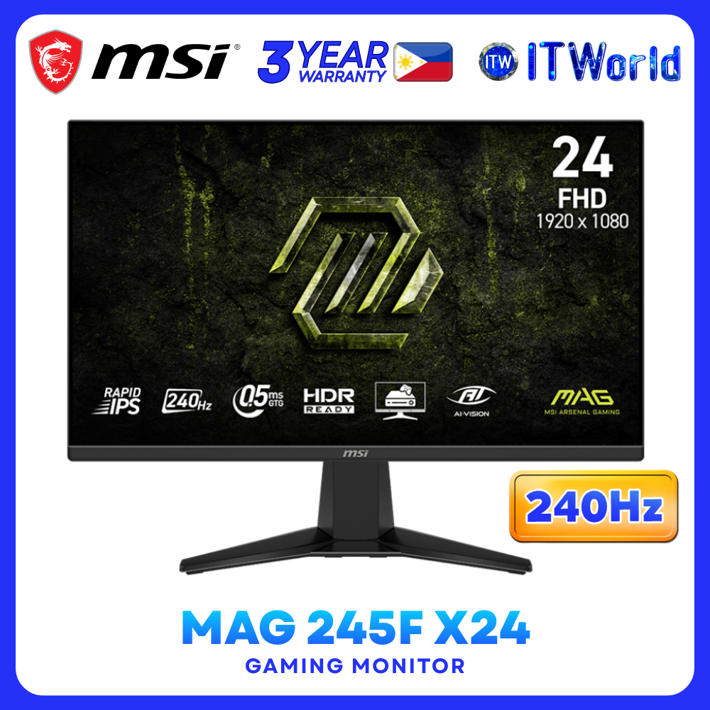 MSI MAG 245F X24 - 23.8” 1920x1080 FHD Rapid IPS 240Hz HDR Gaming Monitor