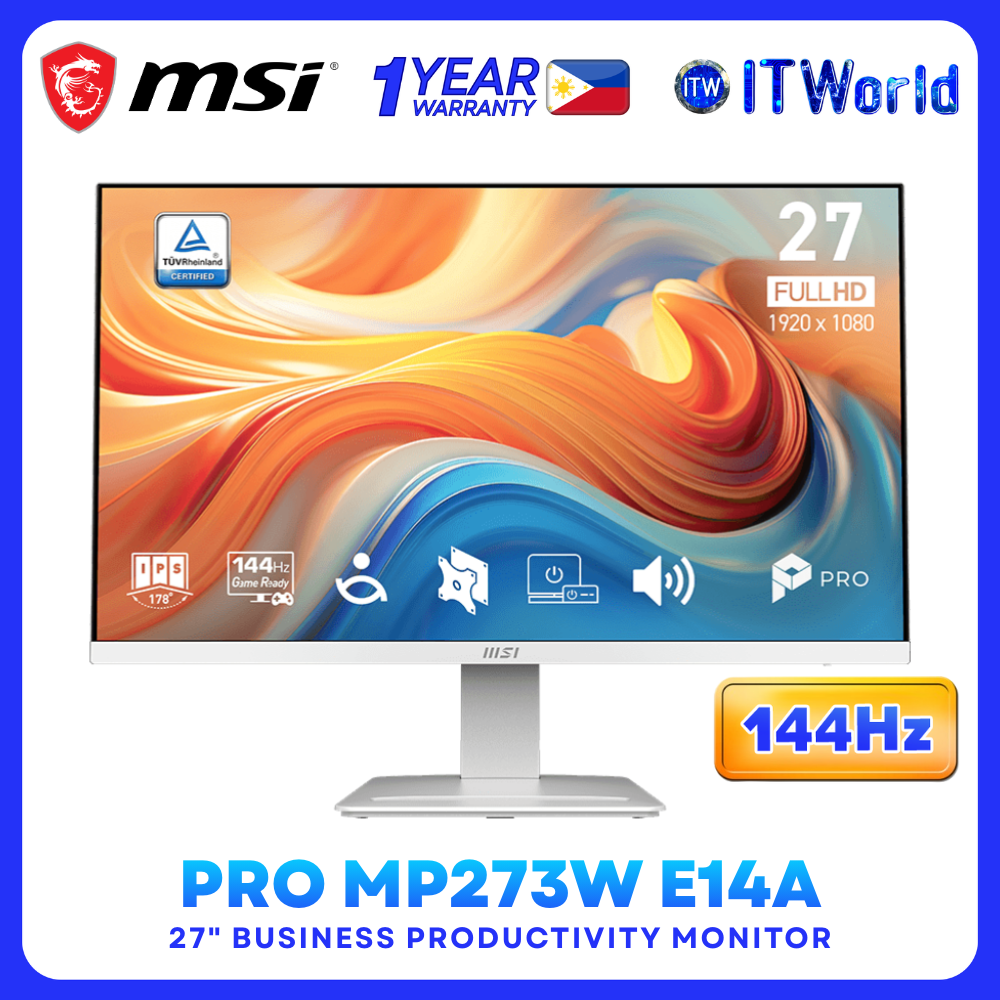 MSI PRO MP273W E14A - 27” 1920×1080 FHD IPS 144Hz Desktop Monitor