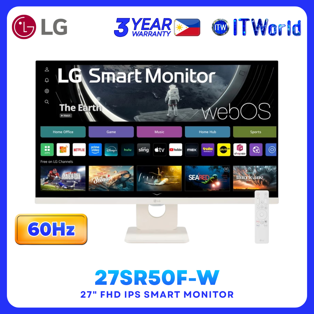 LG 27SR50F-W – 27” 1920×1080 FHD IPS Smart Monitor with webOS
