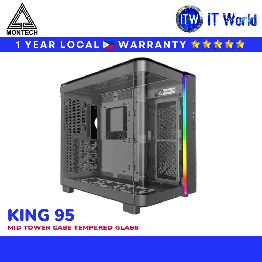 Montech King 95 Mid-Tower Dual Chamber Tempered Glass PC Case (King 95 Black) | itw