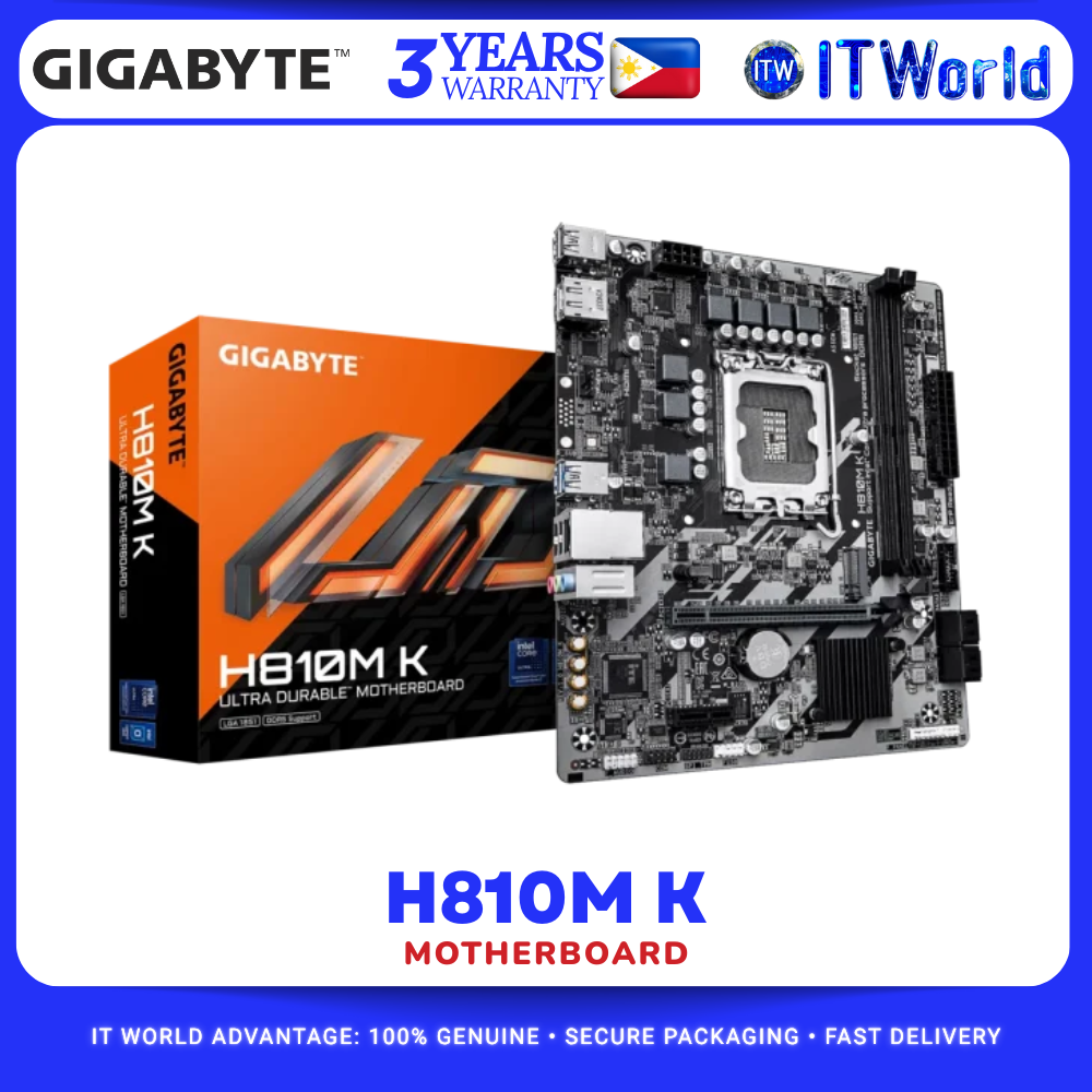 GIGABYTE GA-H810M-K DDR5 LGA1851 PCIe 4.0 HDMI 2.1 Micro ATX Motherboard for Desktop GA-H810M-K itw