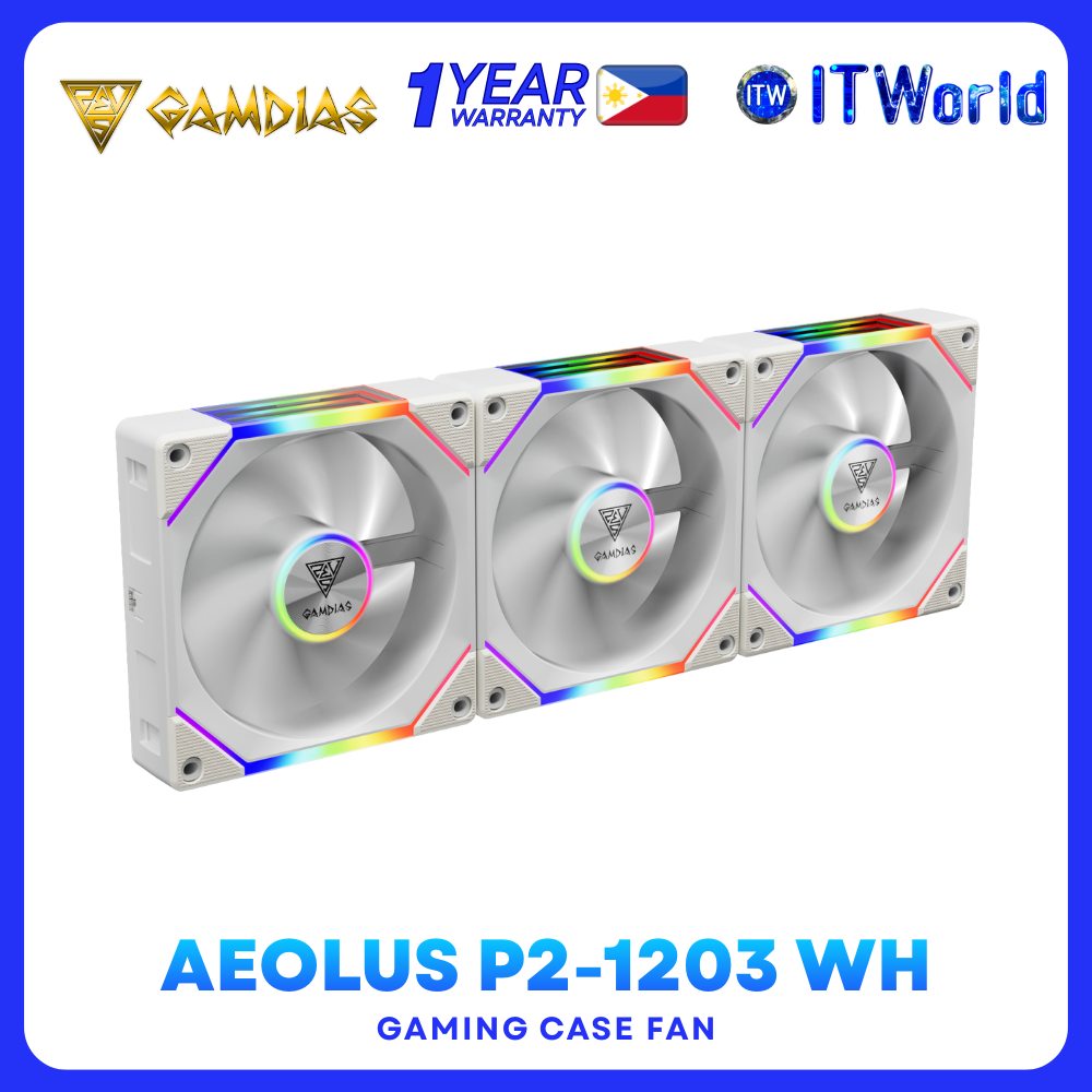 Gamdias AEOLUS P2-1203 ARGB PWM Case Fan Hydraulic - White