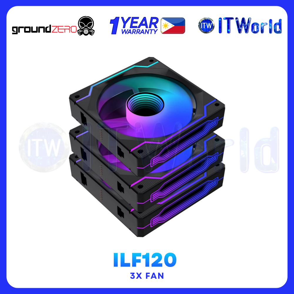 GroundZERO ILF120 Fans 3in1 120mm Case Cooling Fan Pack