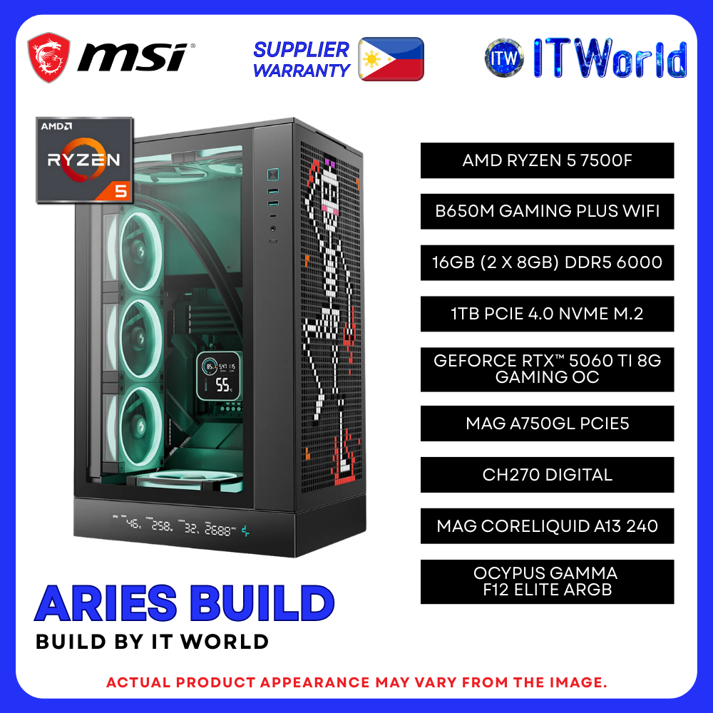 Zodiac Aries Build Powered by MSI - Ryzen 5 7500F / 16GB DDR5 / 1TB NVMe / RTX 5060 Ti PC Build