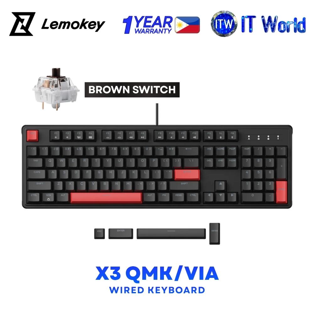 Lemokey X3 QMK/VIA Wired Mechanical Keyboard Brown Switch X3-A3