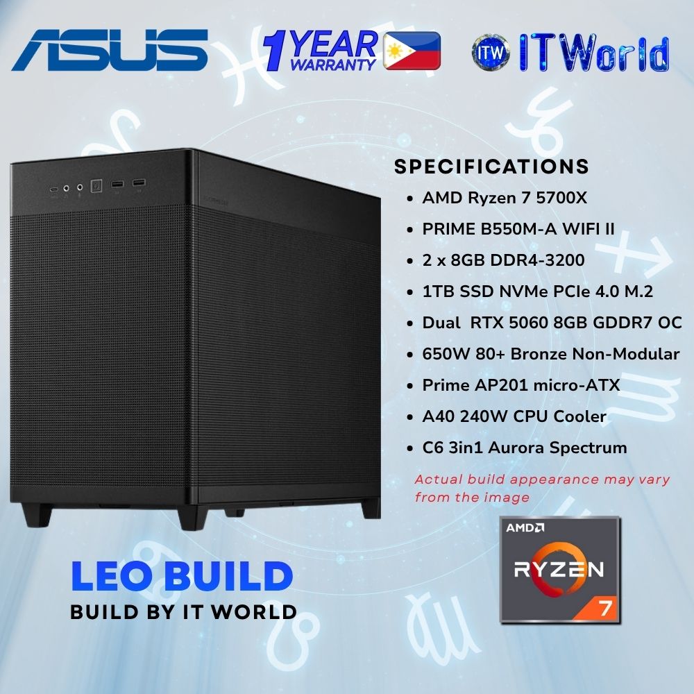 Zodiac Leo Build Powered by ASUS - R7 5700X / 8GB DDR4-3200 x 2 / 1TB NVMe M.2 / RTX 5060 OC