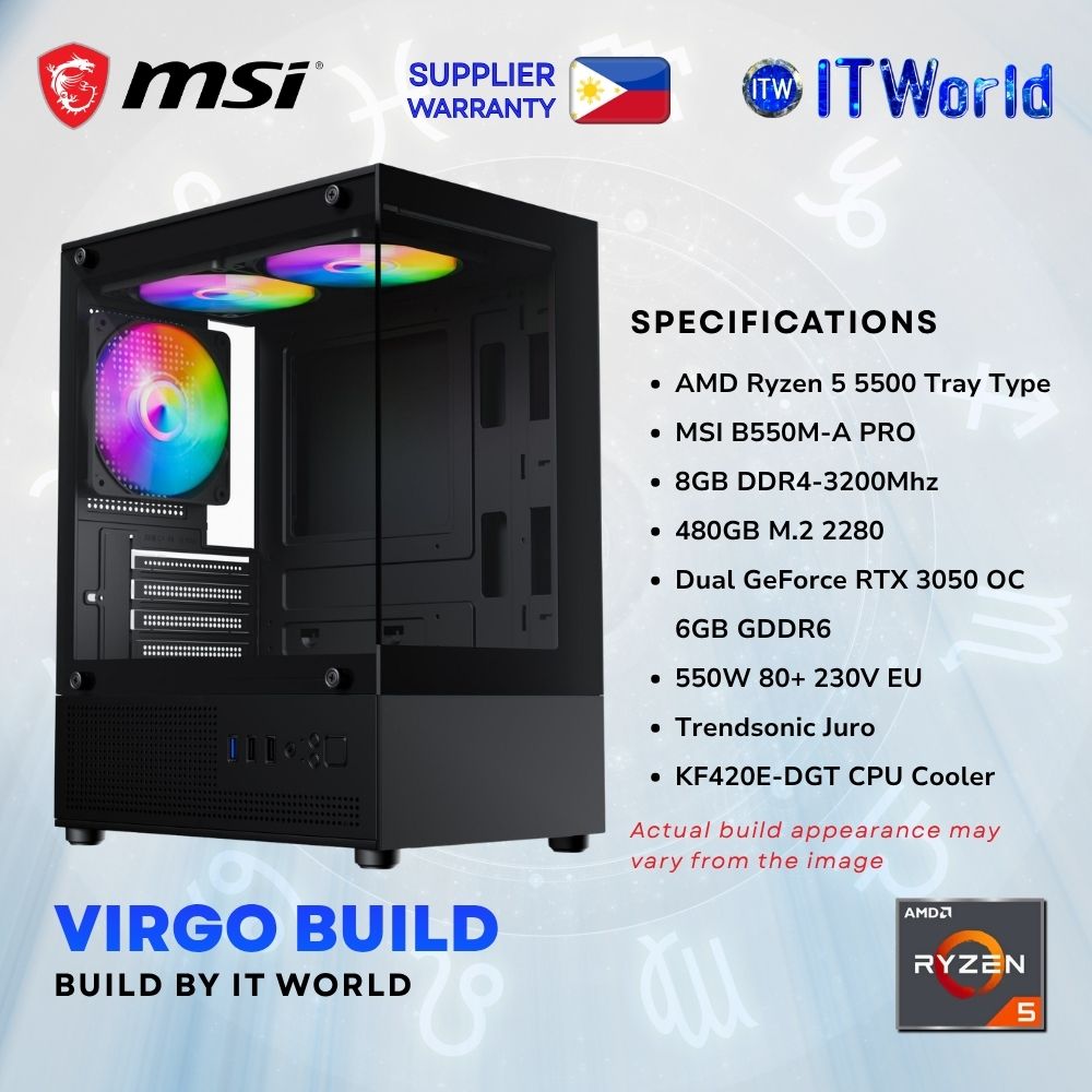 Zodiac Virgo Build Powered by MSI - Ryzen 5 5500 / B550M-A PRO / 8GB DDR4 / 480GB / RTX 3050 OC