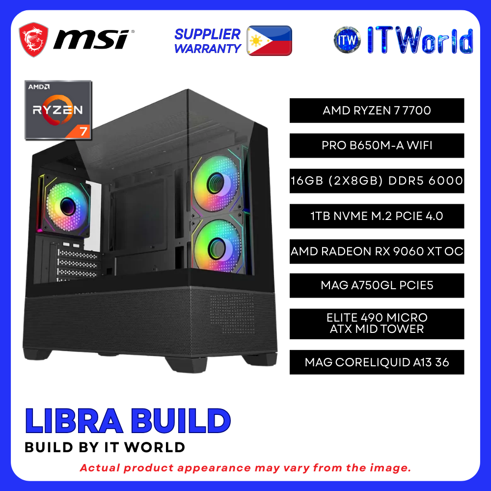 Zodiac Libra Build Powered by MSI - Ryzen 7 7700 / 16GB DDR5 / 1TB NVMe Gen4 / Gaming PC Build