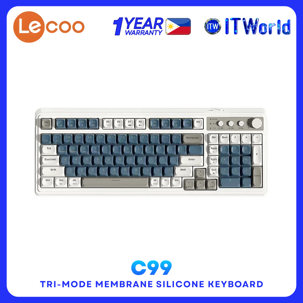 Lecoo – C99 Tri-Mode 2000mAh Membrane Silicone Keyboard for Laptop & Desktop itw