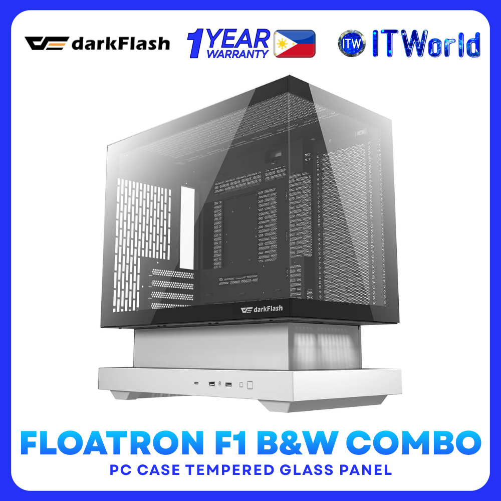 DarkFlash Floatron F1 B&W Combo M-ATX Tempered Glass PC Case for Desktop
