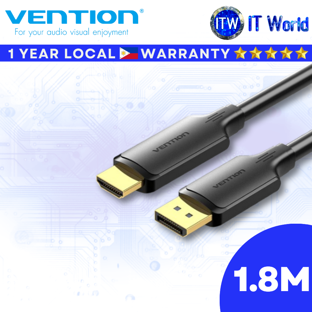 Itw | Vention 4K DisplayPort Male to HDMI-A Male HD Cable (1M | 1.8M | 3M | 5M)