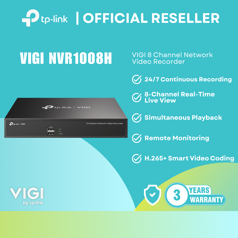 TP-Link VIGI NVR1008H – 8-channel Up to 10TB Network Video Recorder
