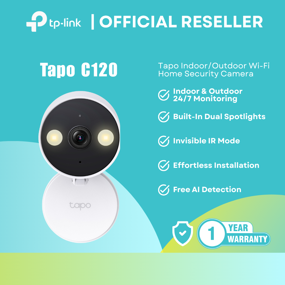 TP-Link Tapo C120 – 2K QHD Wi-Fi Indoor & Outdoor Home Security Camera