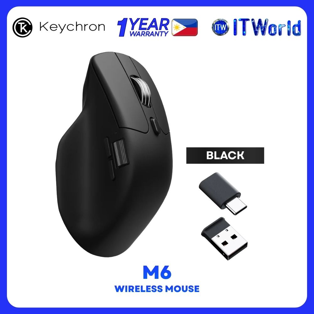 Keychron M6 PixArt 3311 1K Polling Rate All Silent Micro Switch Wireless Mouse - Black M6S-A72