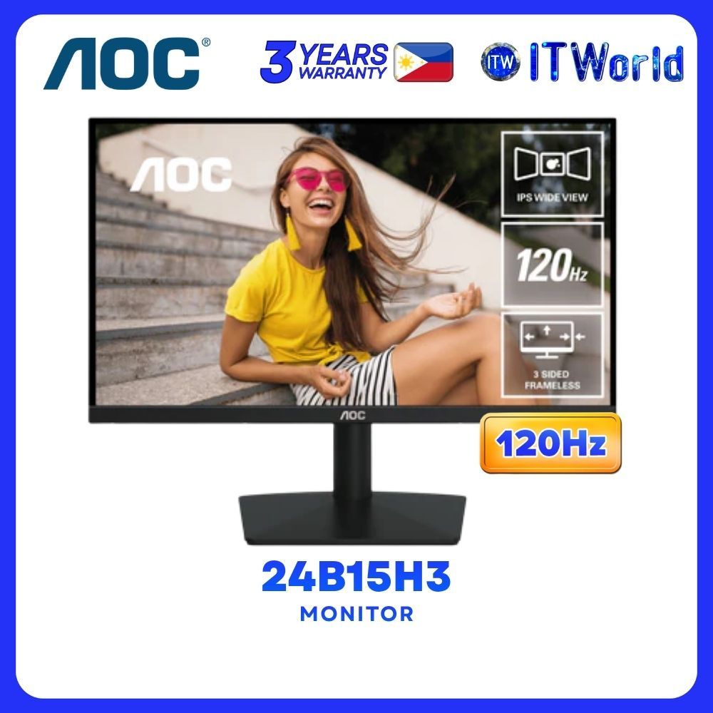 AOC 24B15H3 - 23.8" 1920x1080 FHD / 120Hz / IPS / 4ms GTG, 1ms MPRT / 3-sided Frameless Monitor
