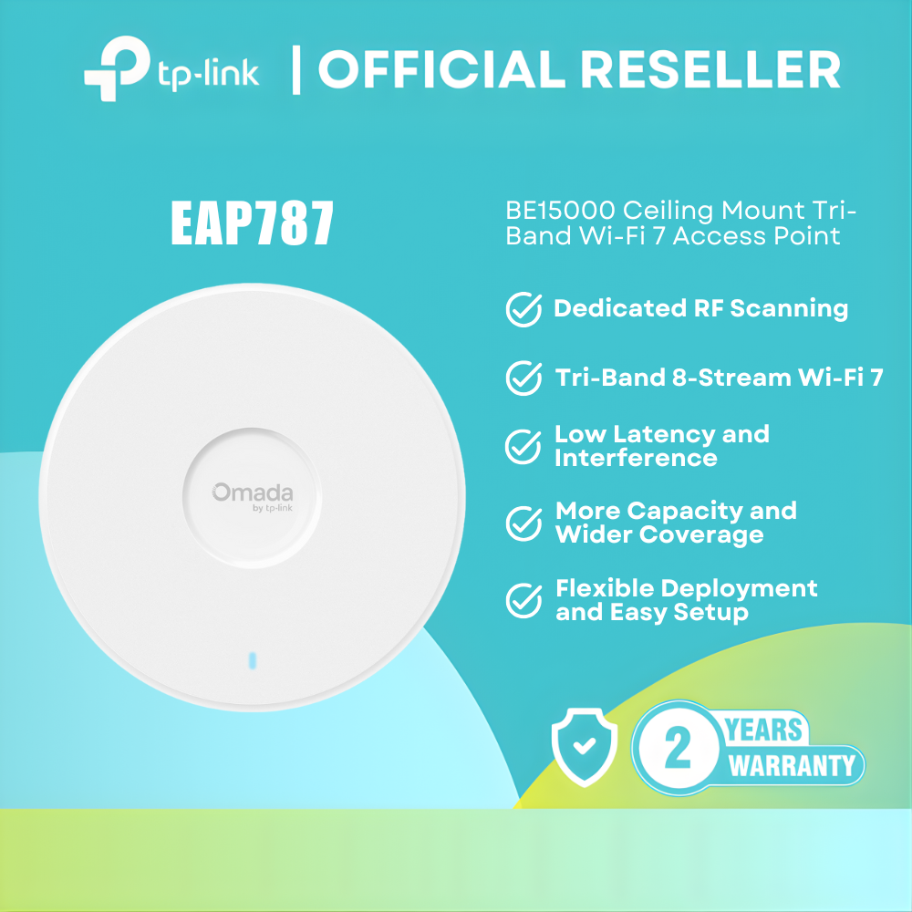 TP-Link EAP787 - Wi-Fi 7 Tri-Band Ceiling Mount Access Point for Desktop Networks itw
