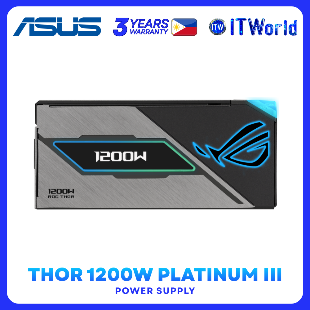 ASUS ROG Thor 1200P3 Gaming 1200W 80Plus Platinum ATX 3.1 PSU – ARGB, 0dB Fan itw