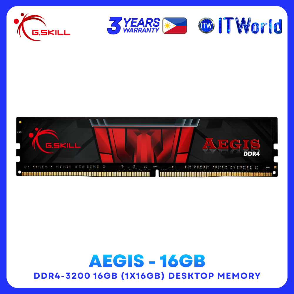 G.SKILL Aegis F4-3200C16S-16GIS – 16GB DDR4 3200MHz Gaming Memory for Desktop itw