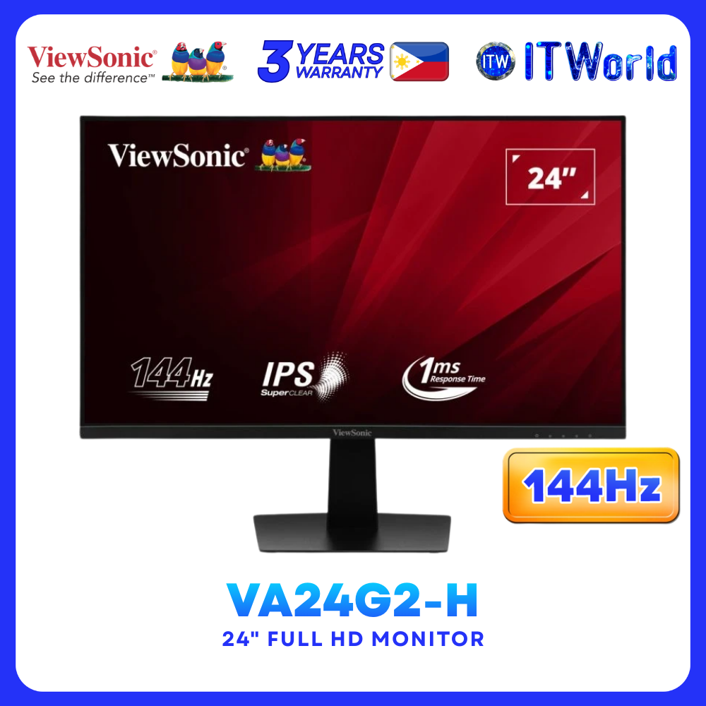 ViewSonic VA24G2-H 24" 1920 × 1080 FHD IPS 144Hz 1ms HDMI VGA Monitor